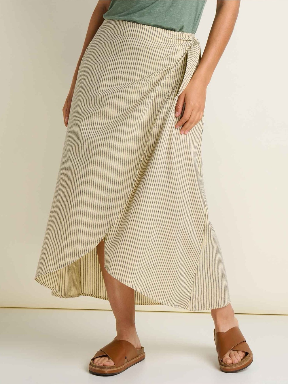 Toad&Co Taj Wrap Midi Skirt XS NEW WITH TAGS NWT BARLEY RAILROAD STRIPE